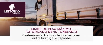 Limite de peso máximo autorizado de 40 toneladas